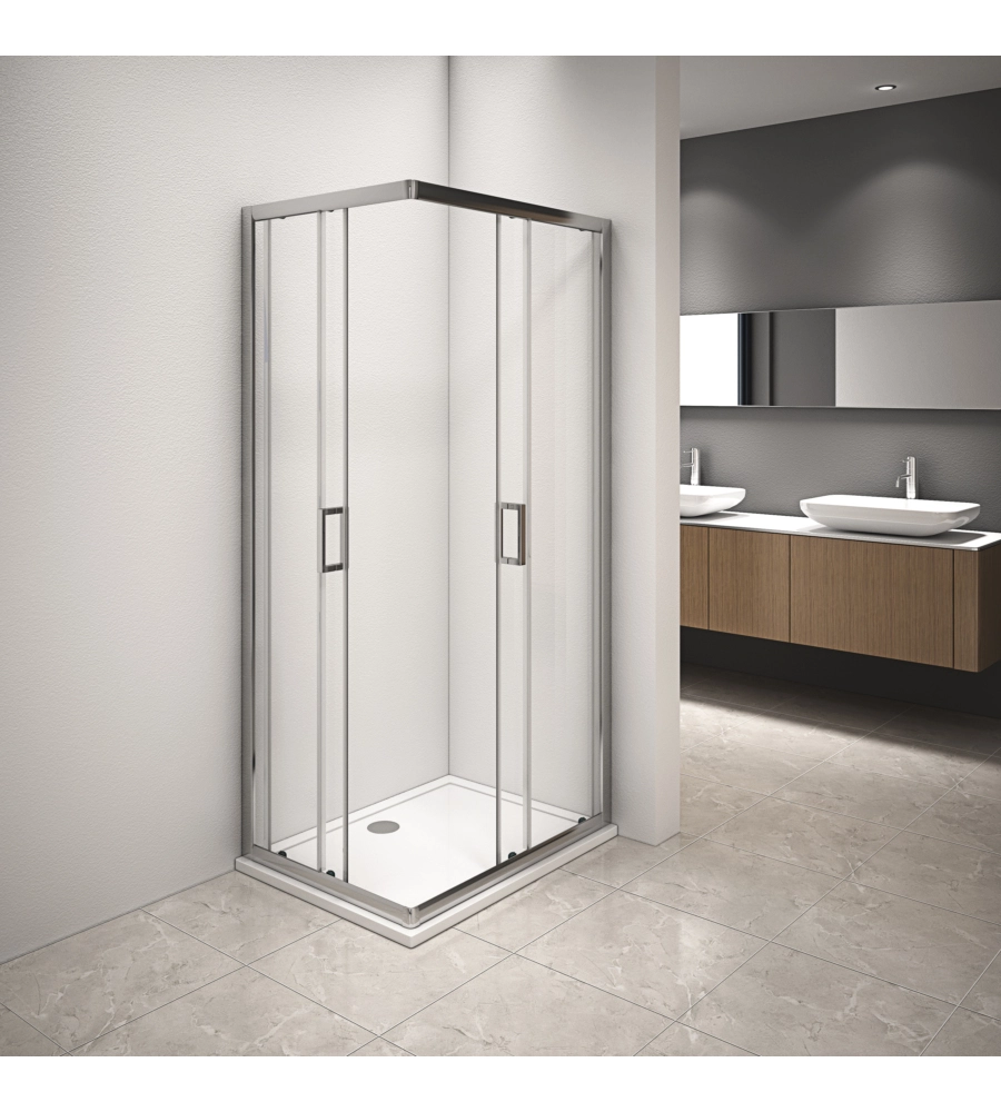 BOX DOCCIA ANGOLARE  CON VETRO TRASPARENTE, 70X90X185 CM